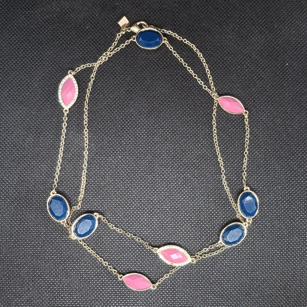 Banana Republic Gold-Tone Blue & Pink Multi-Stone 32" Necklace